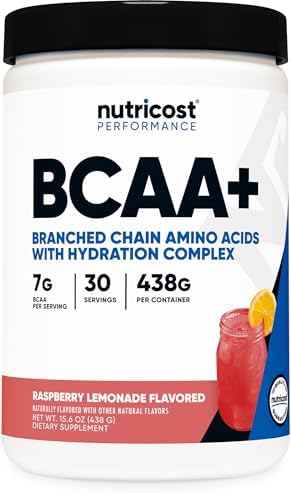 Nutricost BCAA + Polvo de Hidratación (Limonada de Frambuesa) 30 Porciones - Aminoácidos de Cadena Ramificada con Complejo de Hidratación - Sin - imagen 1