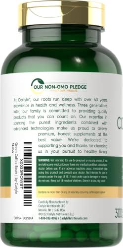 Extracto de Granos de Café Verde Carlyle | 300 Cápsulas | Suplemento Herbáceo Tradicional | Fórmula Sin OGM y Libre de Gluten - imagen 3