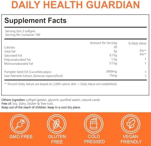 ACEITE DE SEMILLA DE CALABAZA PREMIUM ESTHFGPSV con Saw Palmetto 3000mg en Cápsulas Blandas | Aceite Virgen Prensado en Frío | 300 Cápsulas para - imagen 2