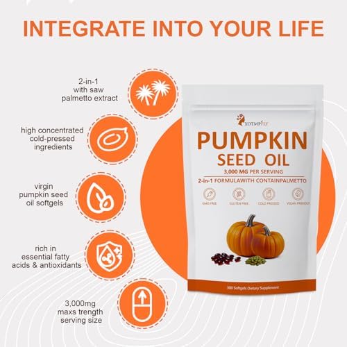 ACEITE DE SEMILLA DE CALABAZA PREMIUM ESTHFGPSV con Saw Palmetto 3000mg en Cápsulas Blandas | Aceite Virgen Prensado en Frío | 300 Cápsulas para - imagen 3