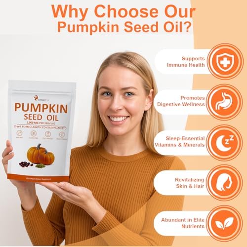 ACEITE DE SEMILLA DE CALABAZA PREMIUM ESTHFGPSV con Saw Palmetto 3000mg en Cápsulas Blandas | Aceite Virgen Prensado en Frío | 300 Cápsulas para - imagen 4