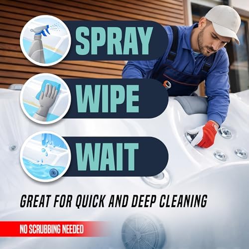 Limpiador para Spa – Fórmula de Acción Rápida, Fácil de Usar en Spray y Paño, Ideal para Acrílico, Vinil, Fibra de Vidrio, Inflables, Spa de Nado y - imagen 5