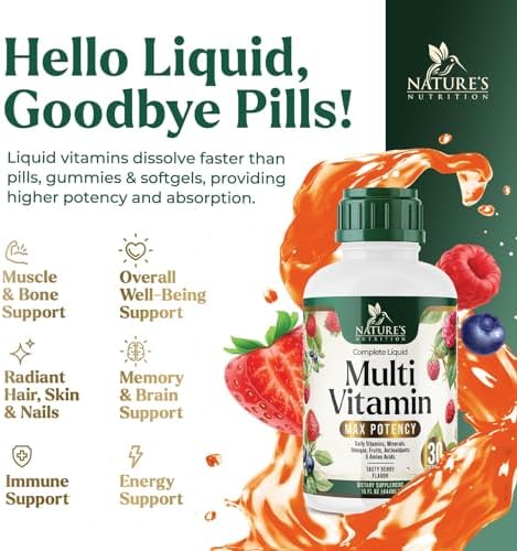 Multivitamínico Líquido Sin Azúcar - Multi Vitaminas Diarias para Mujeres, Hombres y Niños, Vitaminas A, C, D, B-12, Biotina y Zinc - Apoya el - imagen 6