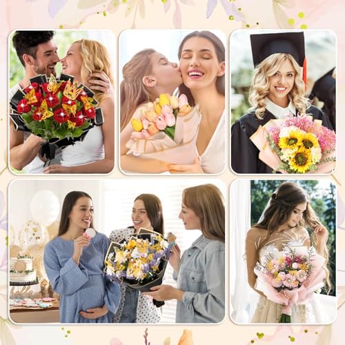 Accesorios para Ramo de Flores Cridoz 195 Piezas: 40 Papeles de Regalo, 4 Coronas Doradas, 48 Mariposas, 100 Alfileres y 3 Listones - imagen 7