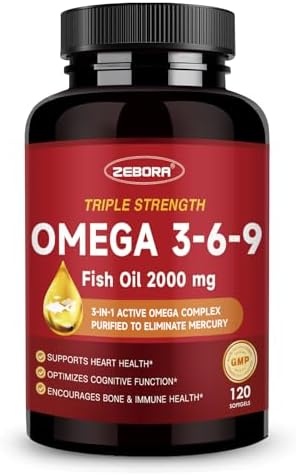 ZEBORA Aceite de Pescado Triple Omega 3-6-9 2000mg - Alta Potencia con Vitamina D3 y Astaxantina, Apoyo para Corazón, Cerebro e Inmunidad - 60 - imagen 1