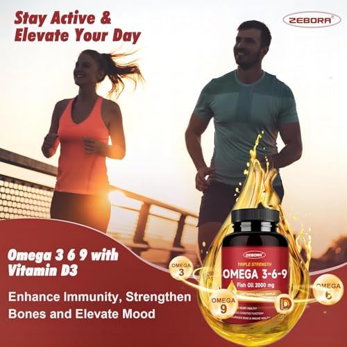 ZEBORA Aceite de Pescado Triple Omega 3-6-9 2000mg - Alta Potencia con Vitamina D3 y Astaxantina, Apoyo para Corazón, Cerebro e Inmunidad - 60 - imagen 6