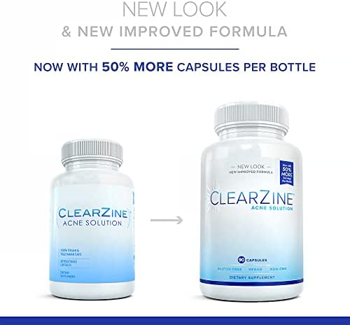 ClearZine Pastillas para el Acné para Adolescentes y Adultos | Suplemento para Piel Clara, Vitaminas para Acné Hormonal y Quístico, 90 Cápsulas - imagen 2