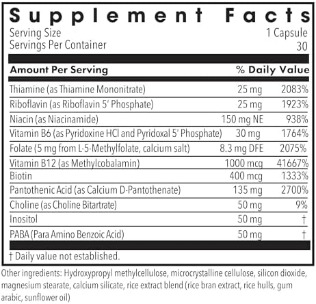 MethylPro B Complex + L-Metilfolato 5 mg - Mezcla de Vitaminas Methyladas Bio disponibles - Apoya Energía y Estrés - Vegetariano y Hipoalergénico - - imagen 2