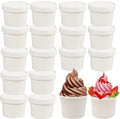 CEZOOWYEX 75 Piezas de Envases de Papel con Tapa, Tazas de Cartón para Helado de 8 Oz, Recipientes Reutilizables para Postres Calientes, Color Blanco - imagen 1