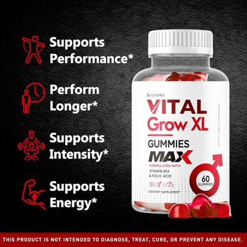 Gomitas Vital Grow XL para Hombres - Suplemento de Rendimiento 1050MG, Fórmula Avanzada, 60 Gomitas para 1 Mes - imagen 2
