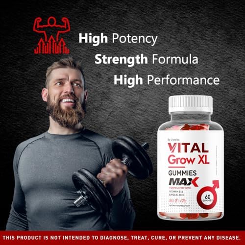 Gomitas Vital Grow XL para Hombres - Suplemento de Rendimiento 1050MG, Fórmula Avanzada, 60 Gomitas para 1 Mes - imagen 3