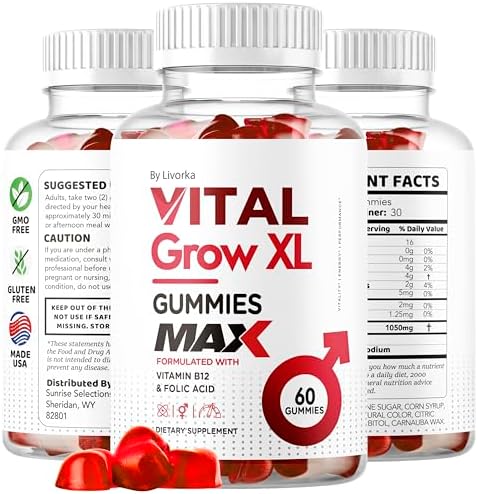 Gomitas Vital Grow XL para Hombres - Suplemento de Rendimiento 1050MG, Fórmula Avanzada, 60 Gomitas para 1 Mes - imagen 8