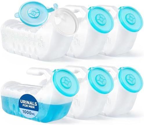 Orinales para Hombres con Tapa Brillante (1000ml/32oz) – Paquete de 6 Botellas Portátiles Reutilizables con Tapa Antiderrame – Orinales para - imagen 1