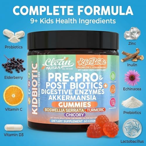 Gomitas Probióticas para Niños Clean Nutra con Prebióticos, Postbióticos y Enzimas Digestivas – 60 Unidades – Suplemento Vegano Sabor Durazno - imagen 4
