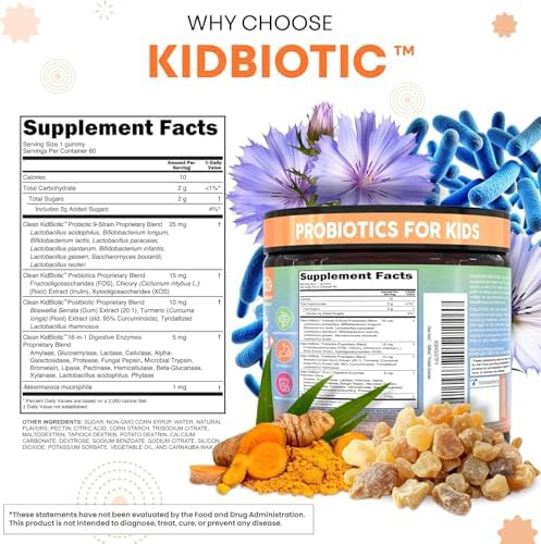 Gomitas Probióticas para Niños Clean Nutra con Prebióticos, Postbióticos y Enzimas Digestivas – 60 Unidades – Suplemento Vegano Sabor Durazno - imagen 5