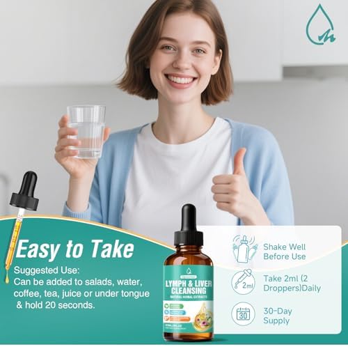 Gotas de Drenaje Linfático 23 en 1, Suplemento Detox y Reparador para Hígado con Equinácea, Alcachofa, Raíz de Bardana y Saúco, 2 Fl Oz - imagen 6