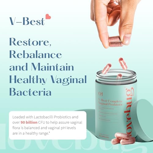 Probioticos Vaginales Lovebug V-Best - 90 Mil Millones CFU para Equilibrio de pH, Salud del Tracto Urinario, BV y Olores - 60 Cápsulas - imagen 2