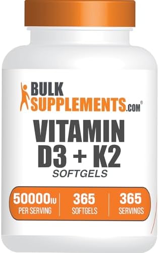 BulkSupplements.com Vitamina D3 50,000UI + Vitamina K2 200mcg Geles Blandos - 365 Contenido (Paquete de 1) - imagen 1
