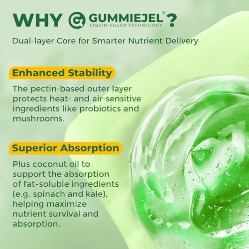 Gomitas Orgánicas Super Greens Diarias + Probióticos, Espirulina, Clorela, Espinaca, Brócoli, Fibra Prebiótica, Champiñón - Ricas en Vitaminas - - imagen 6