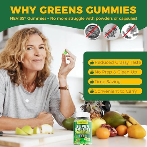 Gomitas Orgánicas Super Greens Diarias + Probióticos, Espirulina, Clorela, Espinaca, Brócoli, Fibra Prebiótica, Champiñón - Ricas en Vitaminas - - imagen 7