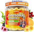 Gomitas de Vitamina C Liposomal 500mg para Niños 4+ y Adultos, con Omega-3, Saúco, Equinácea, Propóleo, Zinc, D3, Apoyo Inmunológico, Antioxidante, - imagen 1