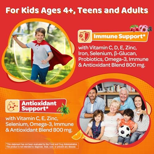 Gomitas de Vitamina C Liposomal 500mg para Niños 4+ y Adultos, con Omega-3, Saúco, Equinácea, Propóleo, Zinc, D3, Apoyo Inmunológico, Antioxidante, - imagen 4