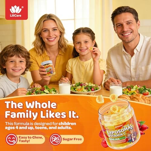 Gomitas de Vitamina C Liposomal 500mg para Niños 4+ y Adultos, con Omega-3, Saúco, Equinácea, Propóleo, Zinc, D3, Apoyo Inmunológico, Antioxidante, - imagen 8