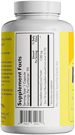 Santo Remedio Maca 750 mg, Suplemento Dietético Vegetariano, Apoya Niveles de Energía Saludables, 90 Cápsulas, Sin Sabores ni Colores Artificiales - imagen 3