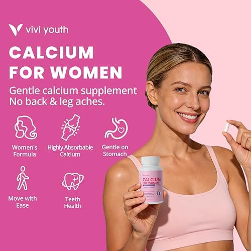 Suplementos de Calcio VIVI para Mujeres - 4 en 1 Calcio Citrato 1200 mg con Vitamina D3 K2, B12 - Alta Absorción, 120 Cápsulas Veganas - imagen 2