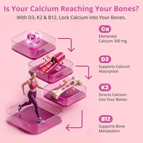 Suplementos de Calcio VIVI para Mujeres - 4 en 1 Calcio Citrato 1200 mg con Vitamina D3 K2, B12 - Alta Absorción, 120 Cápsulas Veganas - imagen 5