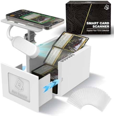 Soporte para Escáner de Cartas con Luz LED para TCG y MTG - Montura de Teléfono Manos Libres para ManaBox - Escanea Cartas con Fundas (Incluye 20 - imagen 1