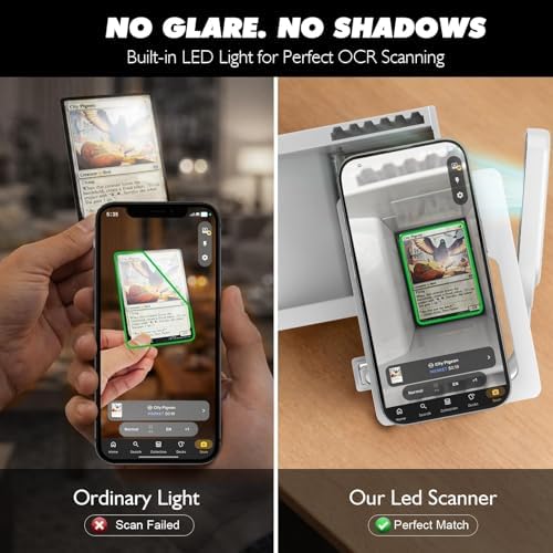Soporte para Escáner de Cartas con Luz LED para TCG y MTG - Montura de Teléfono Manos Libres para ManaBox - Escanea Cartas con Fundas (Incluye 20 - imagen 2