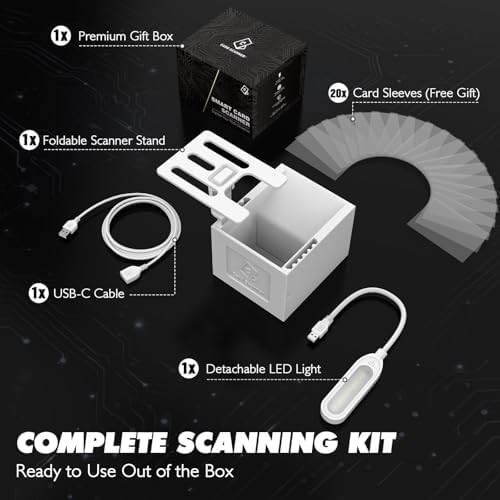 Soporte para Escáner de Cartas con Luz LED para TCG y MTG - Montura de Teléfono Manos Libres para ManaBox - Escanea Cartas con Fundas (Incluye 20 - imagen 3