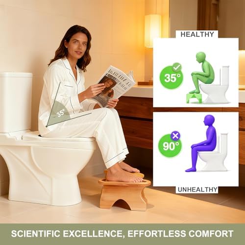 Taburete para Baño MYLIFESION, Escalón Plegable de 7 Pulgadas para Hacer Popó, Banqueta de Bambú Antideslizante para Adultos, Niños y Personas Mayores - imagen 3