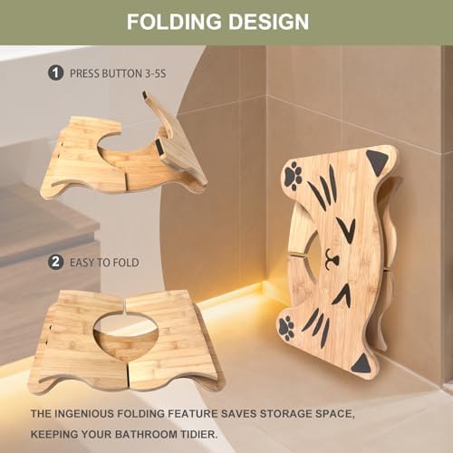 Taburete para Baño MYLIFESION, Escalón Plegable de 7 Pulgadas para Hacer Popó, Banqueta de Bambú Antideslizante para Adultos, Niños y Personas Mayores - imagen 6