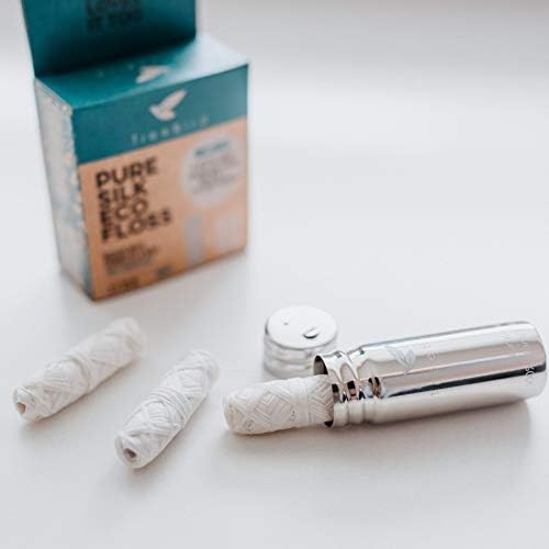 Kit de Hilo Dental de Seda Pura TreeBird - Dispensador Refillable (Acero Inoxidable) + 3×33 yd Recargas de Seda | Con Cera de Candelilla | Sabor Menta - imagen 4