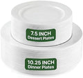 TENYANSEN 100 Piezas de Platos de Plástico Blancos Desechables, Platos de 10.25 para Cena y Platos de 7.5 para Aperitivos/Postres para Fiestas - imagen 1
