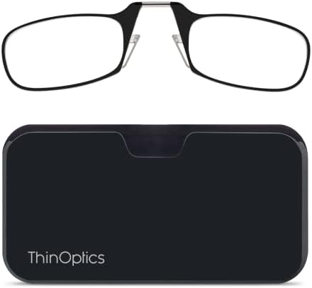 Gafas de lectura ThinOPTICS Stick Anywhere, Go Everywhere con estuche clásico universal, marco negro, estuche negro, 2.50 de aumento - imagen 1