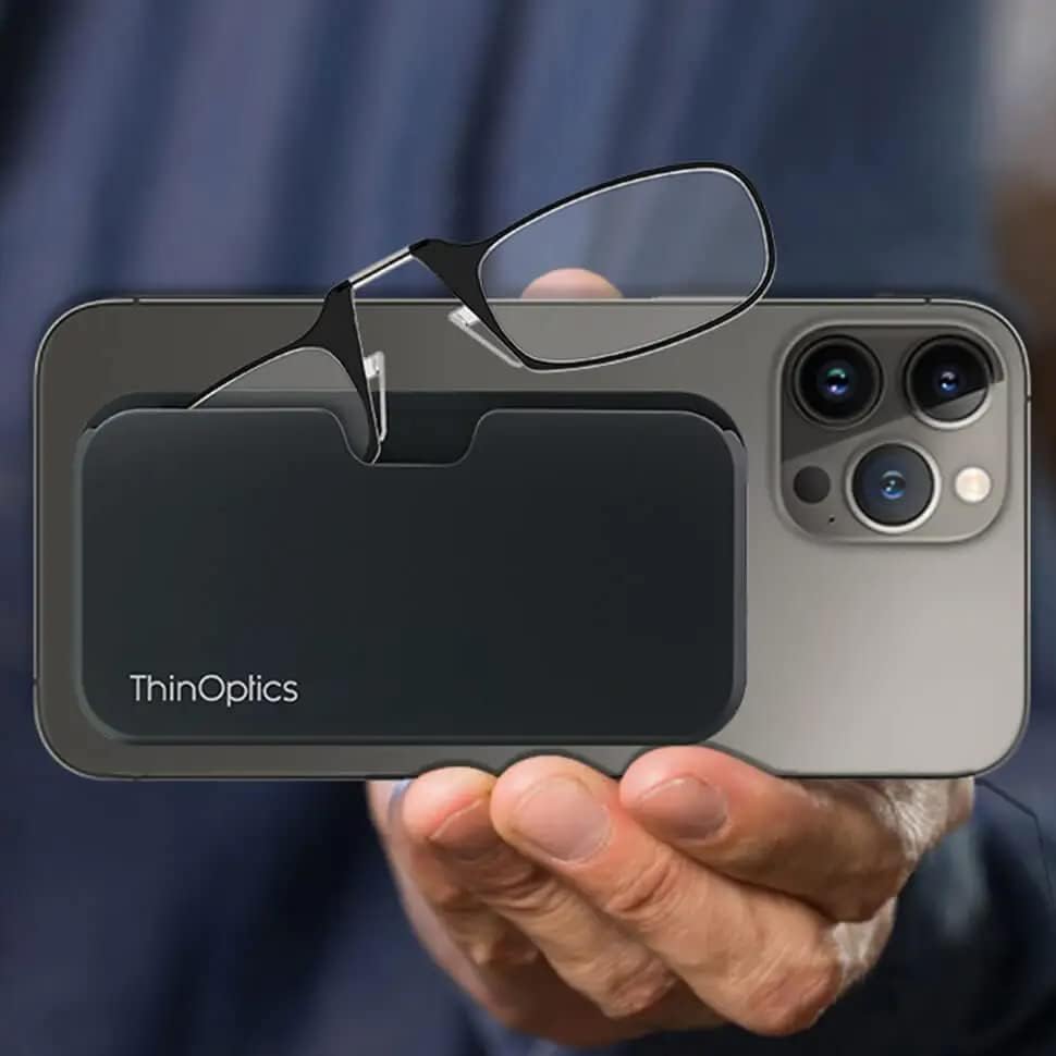 Gafas de lectura ThinOPTICS Stick Anywhere, Go Everywhere con estuche clásico universal, marco negro, estuche negro, 2.50 de aumento - imagen 2