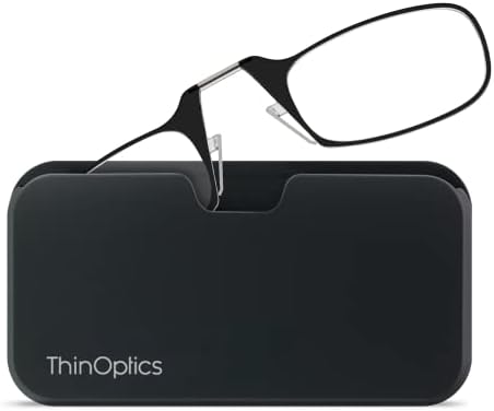 Gafas de lectura ThinOPTICS Stick Anywhere, Go Everywhere con estuche clásico universal, marco negro, estuche negro, 2.50 de aumento - imagen 3
