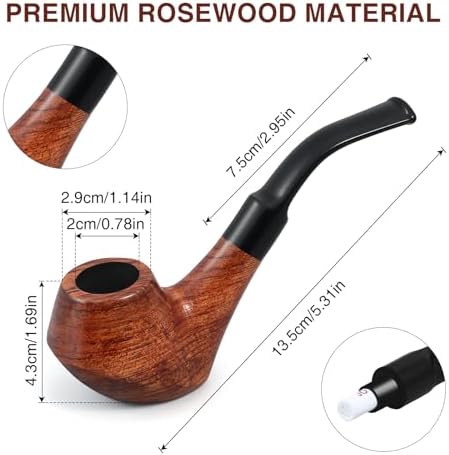 Pipa de Tabaco Joyoldelf de Madera con Caja de Regalo, Pipa Creativa de Palo de Rosa con Accesorios y Filtro de 9mm - imagen 2