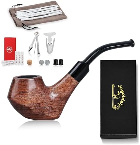 Pipa de Tabaco Joyoldelf de Madera con Caja de Regalo, Pipa Creativa de Palo de Rosa con Accesorios y Filtro de 9mm - imagen 8