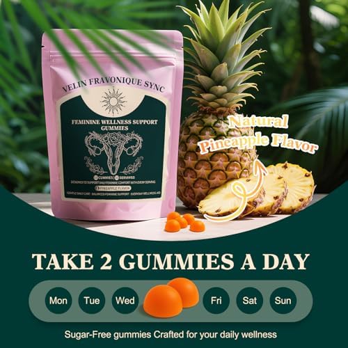 Gomitas Probióticas Fravonique para Mujeres - Bienestar Femenino, Equilibrio de pH, Fórmula Vegana y Sin Gluten, Sabor Piña Tropical, 60 Gomitas (30 - imagen 5