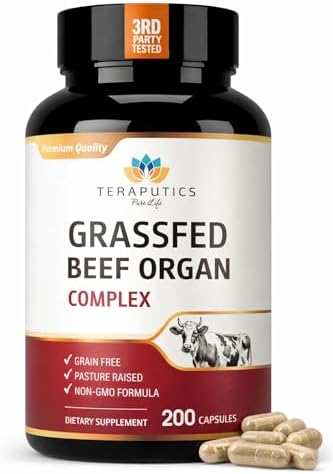 Suplemento de Órganos de Res Alimentado con Pasto Premium para Hombres y Mujeres | 200 Cápsulas | Criado en Pasturas Sin Granos | Complejo de Hígado, - imagen 1