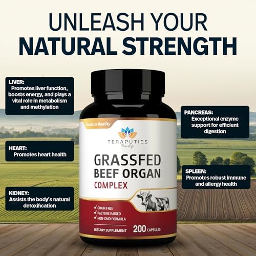 Suplemento de Órganos de Res Alimentado con Pasto Premium para Hombres y Mujeres | 200 Cápsulas | Criado en Pasturas Sin Granos | Complejo de Hígado, - imagen 2