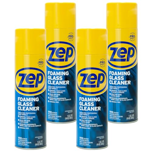 Limpiador Espumoso para Vidrio y Plexiglás Zep - 19 oz (Caja de 4) ZUFGC19 – Fórmula Espumosa que se Adhiere a Superficies Verticales para una - imagen 2