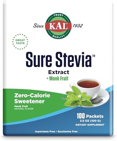 KAL Sure Stevia Plus Edulcorante de Fruta del Monje - Sabor Delicioso, Sin Calorías, Ideal para Dieta Keto o Baja en Carbohidratos, 60 Días de - imagen 1