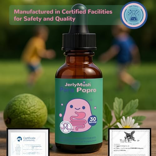 JerlyMush ParaPopro Mezcla Herbal para Humanos y Niños - Limpieza de Ajenjo, Nogal Negro y Clavo, Soporte Digestivo, Sabor a Frambuesa, 1 fl oz/30 - imagen 3