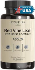 Extracto de Hoja de Vid Roja VINATURA - Castaño de Indias, 1300mg/porción *Hecho y probado en EE. UU.* Soporte para circulación y venas saludables - - imagen 1