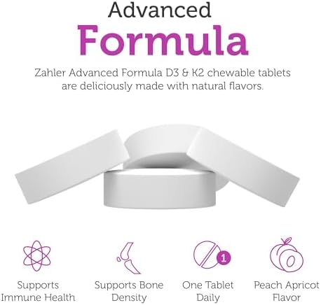 Zahler - Suplemento Masticable de Vitamina D3 y K2 (90 Tabletas) - Kosher Certificado, 5000 IU, Apoya la Absorción de Calcio y la Inmunidad - imagen 5